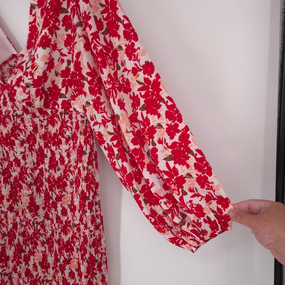 Cupshe Island Sun Floral Print Smocked Ruffled Midi Dress Size Large NWT - Picture 8 of 12